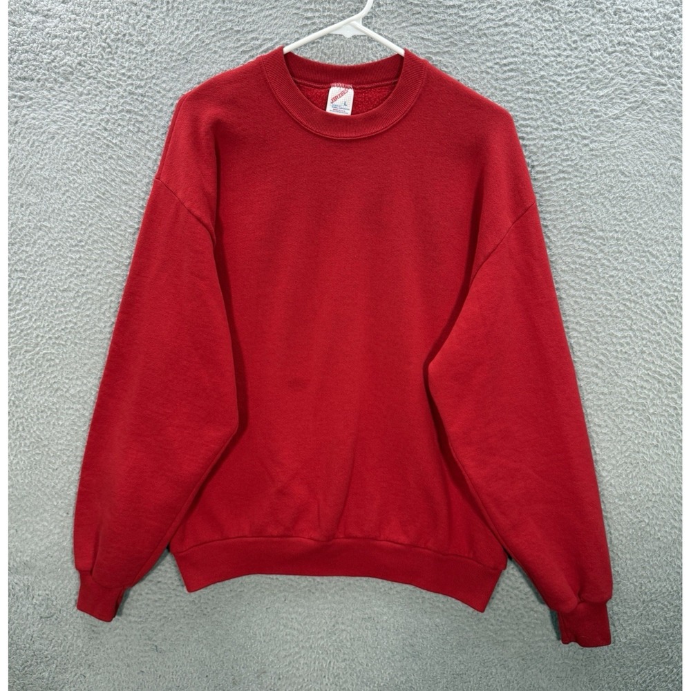 Vintage Jerzees Sweatshirt Adult Large Red Crewneck Grunge Made In USA 90s